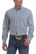 Cinch Mens Cinch Long Sleeve Light Blue Rust White Print Western Stretch Button Shirt
