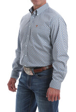 Cinch Mens Cinch Long Sleeve Light Blue Rust White Print Western Stretch Button Shirt