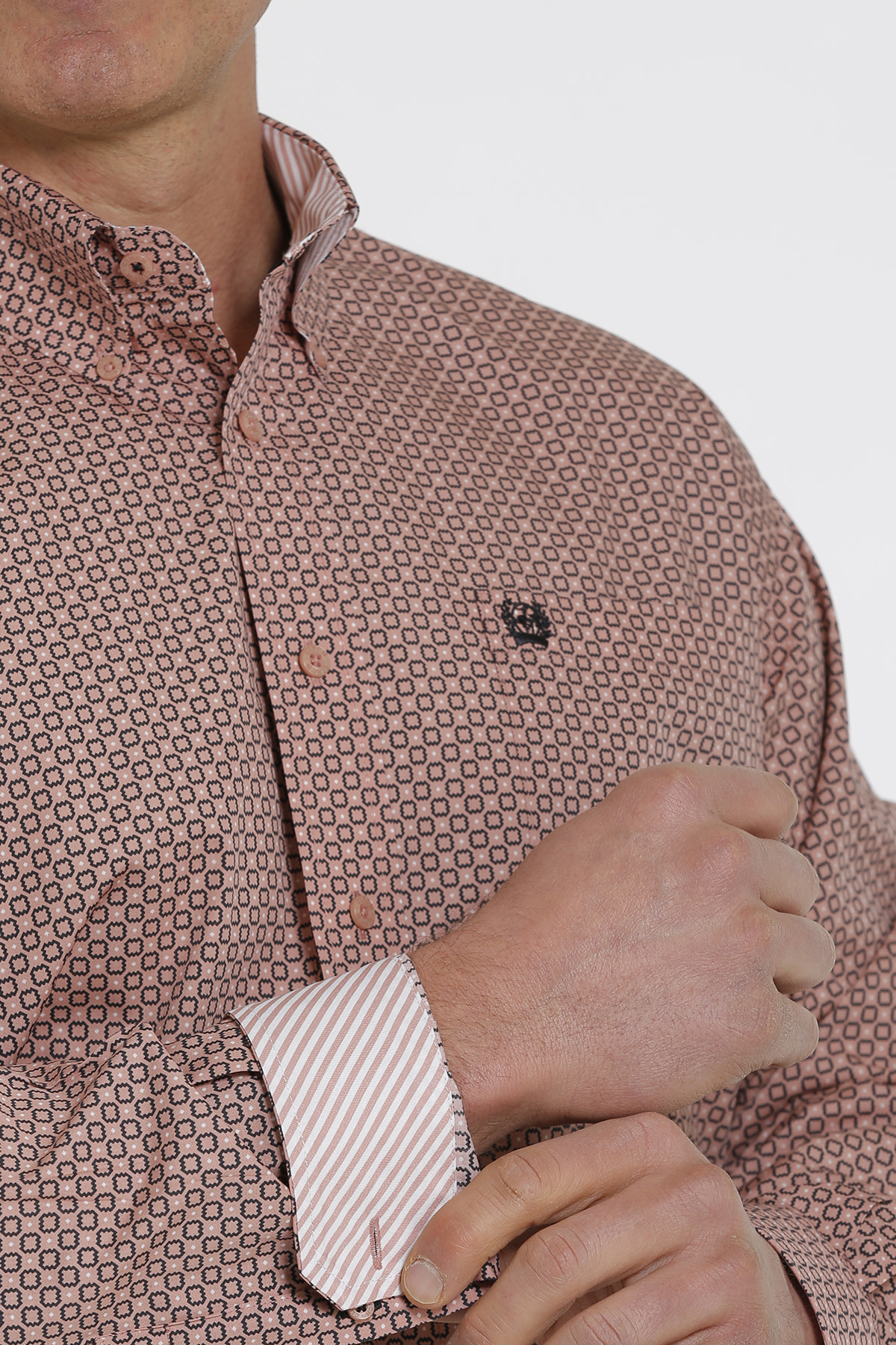 Mens Cinch Long Sleeve Soft Pink Black Print Western Button Mens Cinch Long Sleeve Soft Pink Black Print Western Button