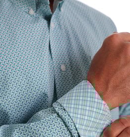 Cinch Mens Cinch Blue Black Print Button Long Sleeve Western Shirt