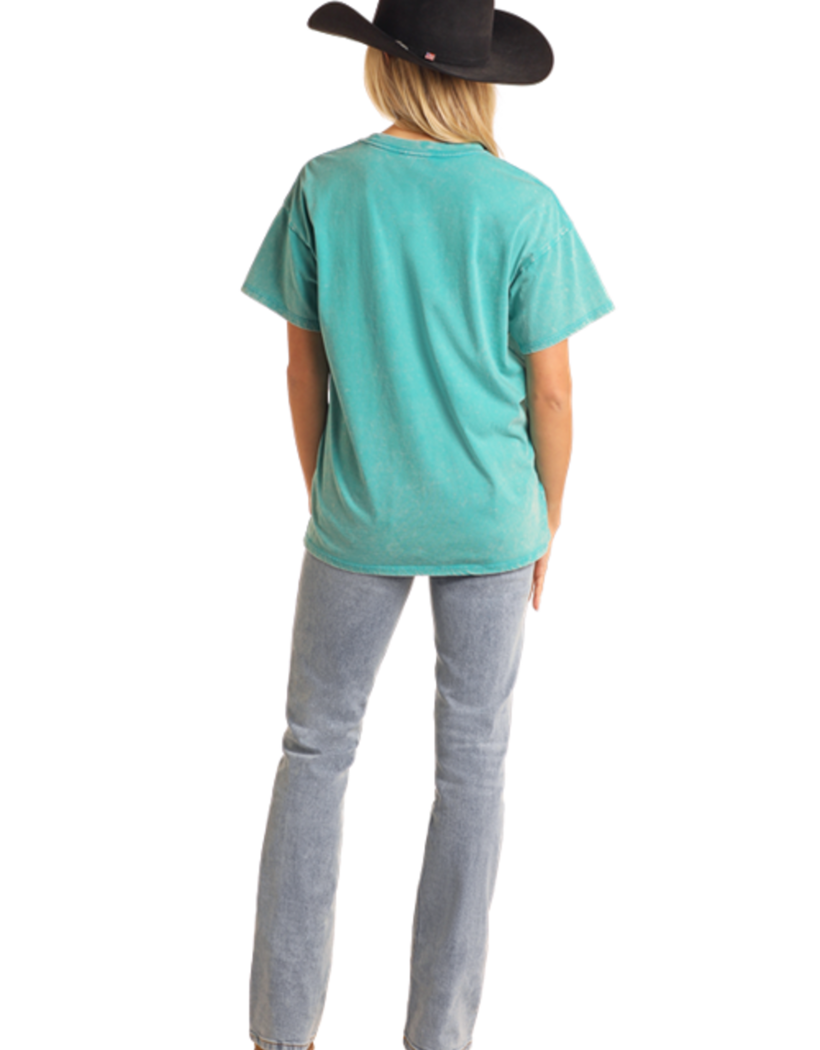Womens Rock N Roll Stay Wild Turquoise Short Sleeve T Shirt