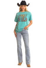Womens Rock N Roll Stay Wild Turquoise Short Sleeve T Shirt