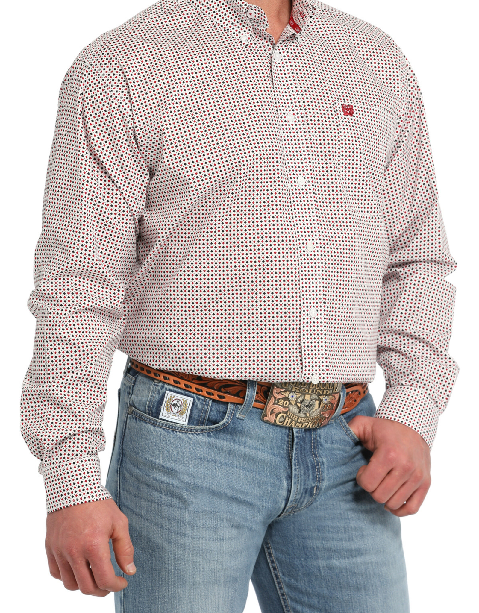 Cinch Mens Cinch Playing Card Print Long Sleeve Western Button Arena Shirt