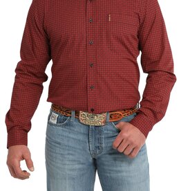 Cinch Mens Cinch Modern Fit Red Print Long Sleeve Western Button Arena Shirt