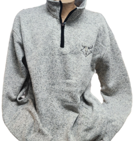 Mens Cowboy Hardware Barbed Diamond Skull Speckle Fleece Quarter Zip