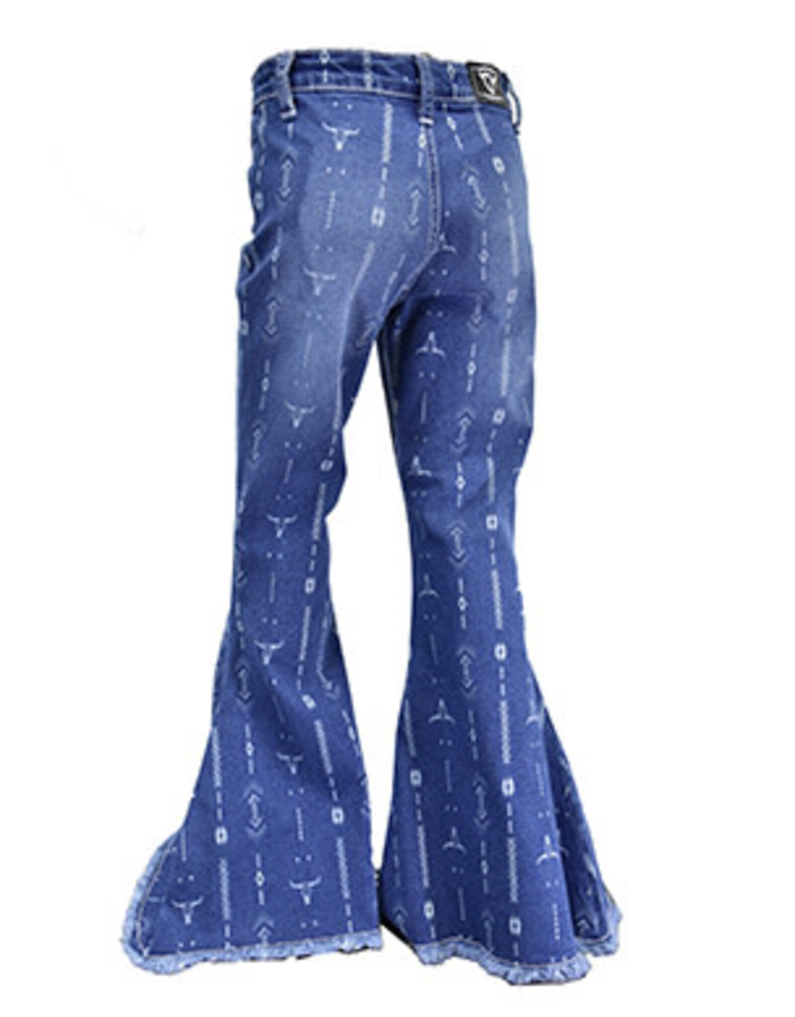 Cowgirl Hardware Girls Medium Wash Skull Aztec Bell Bottom Cowgirl Hardware Girls Medium Wash Skull Aztec Bell Bottom