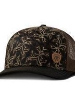 Ariat Womens Ariat Brown Black Boot Stitch Snapback Mesh Baseball Cap