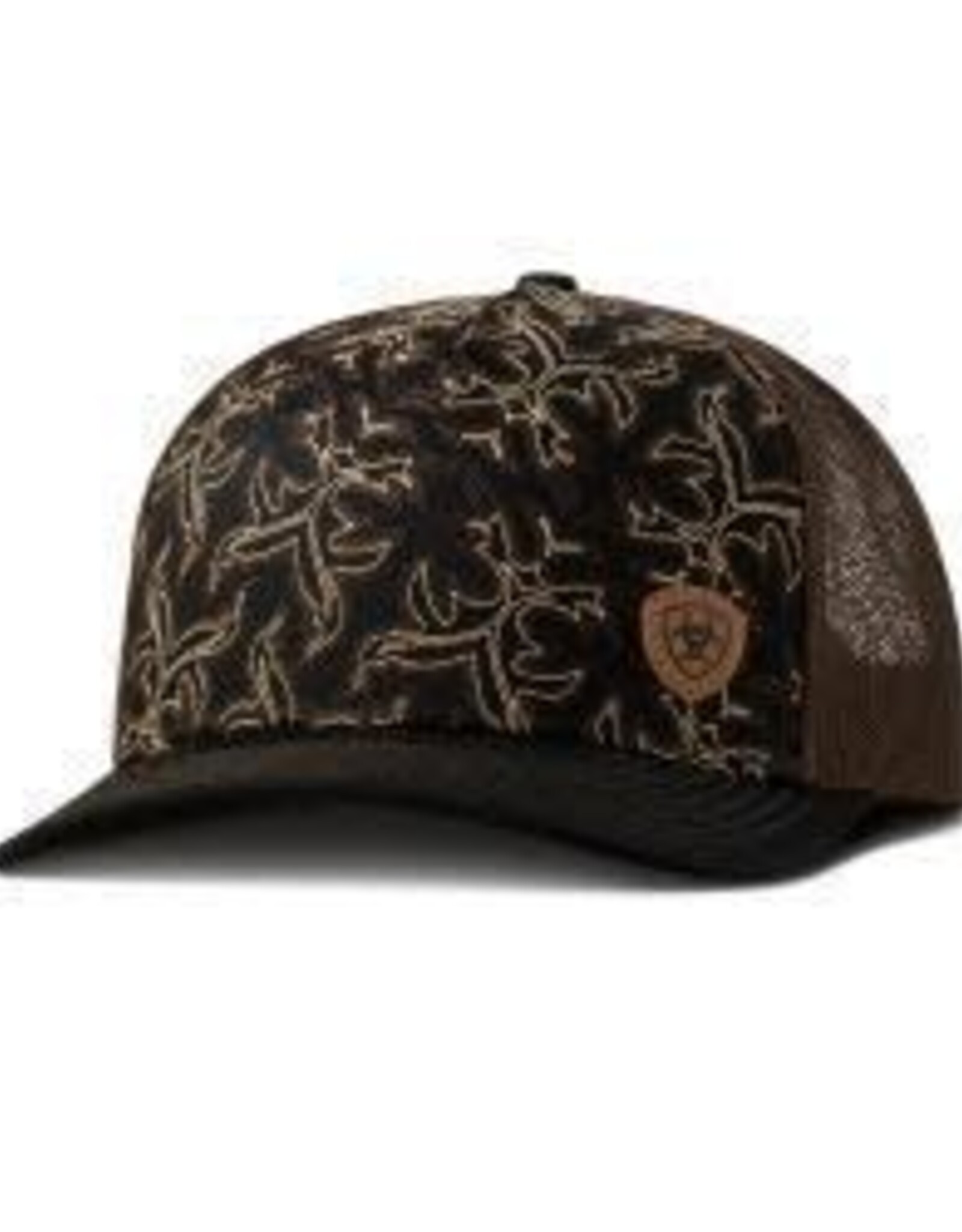Ariat Womens Ariat Brown Black Boot Stitch Snapback Mesh Baseball Cap