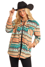 Womens Rock N Roll Aztec Fleece Shacket
