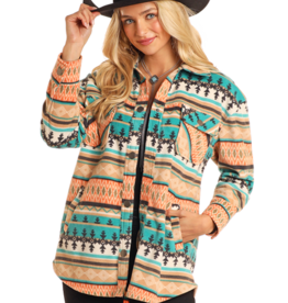 Womens Rock N Roll Aztec Fleece Shacket