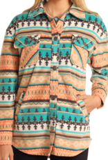 Womens Rock N Roll Aztec Fleece Shacket