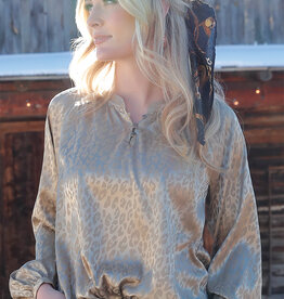 Cruel Girl Womens Khaki Satin Jacquard Blouse