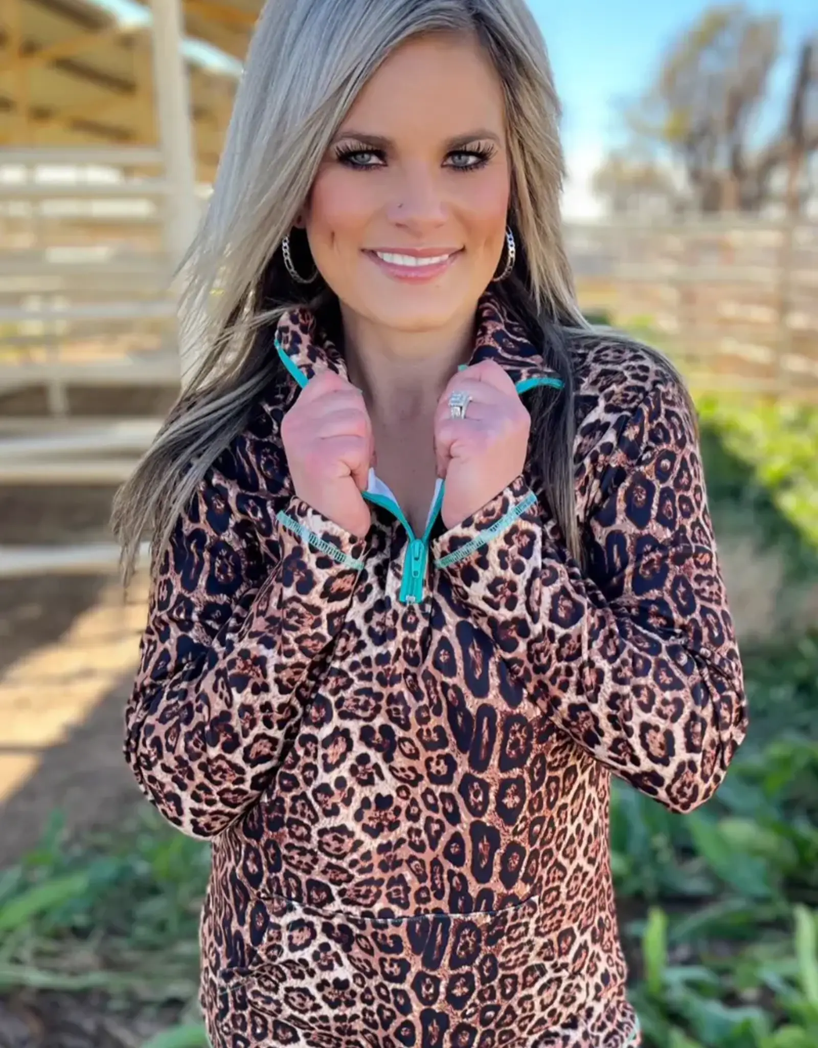 Womens Hear Me Roar Leopard Quarter Zip Pull Over