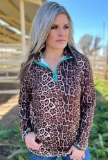 Womens Hear Me Roar Leopard Quarter Zip Pull Over