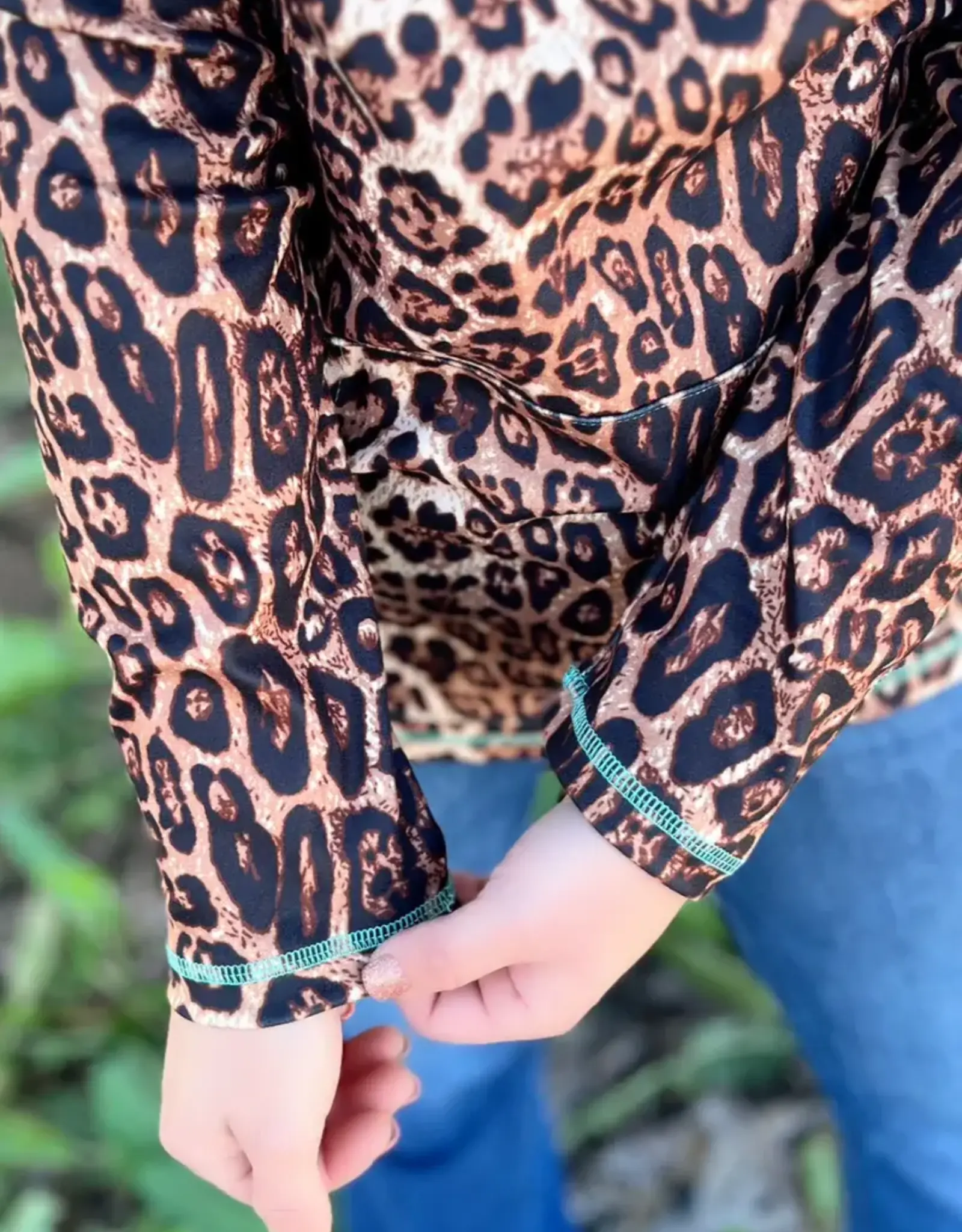Womens Hear Me Roar Leopard Quarter Zip Pull Over