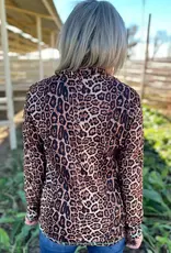 Womens Hear Me Roar Leopard Quarter Zip Pull Over