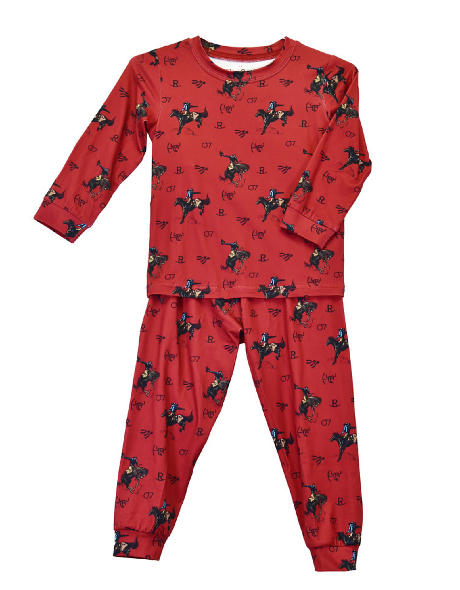 Infant Toddler Red Bronco Print Pajamas Two Piece Playset