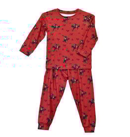 Infant Toddler Red Bronco Print Pajamas Two Piece Playset
