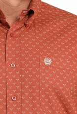 Cinch Mens Cinch Burnt Orange Steer Head Print Long Sleeve Western Button Arena Shirt ~ XS-3X