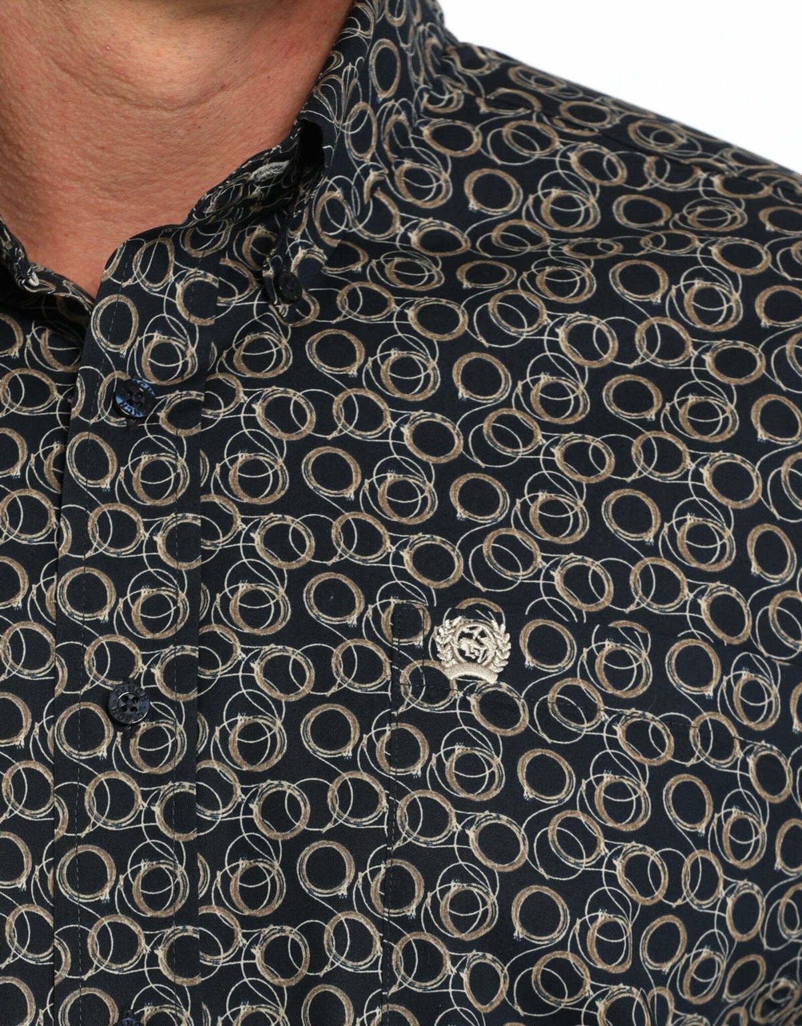 Cinch Mens Cinch Navy Lariat Rope Print Long Sleeve Western Button Arena Shirt
