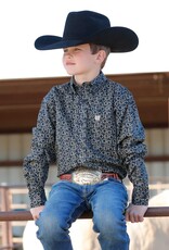 Cinch Boys Cinch Navy Lariat Rope Print Long Sleeve Button Western Shirt