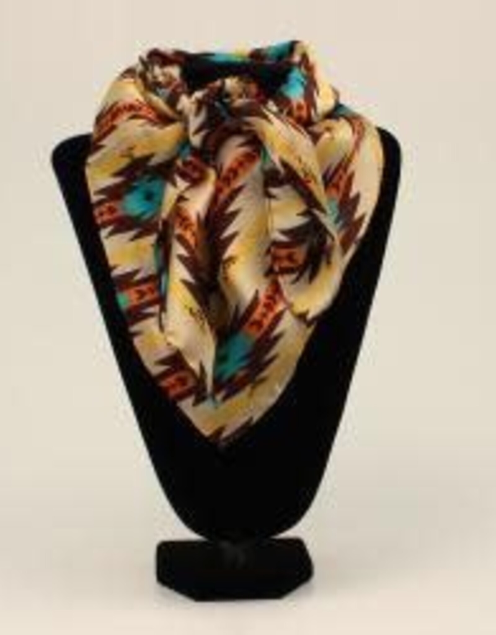 Wild Rag 100% Silk Tan Southwest Aztec 33x33