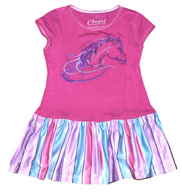 Cowgirl Hardware Infant Toddler Girls Pink Horse Head Serape Dress
