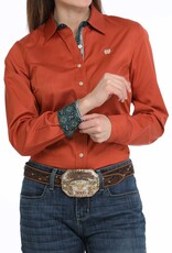 Cinch Womens Cinch Copper Tencel Micro Stripe Long Sleeve Button Western Arena Shirt