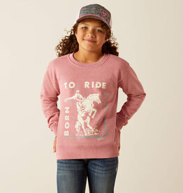 Ariat Girls Ariat Born To Ride Heather Wine Crew Neck Sweatshirt