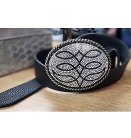 Ariat Womens Ariat Black Leather Belt With Boot Stitch Sparkling Buckle