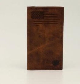 Ariat Ariat Rodeo Check Book Wallet with US Flag Distressed Brown