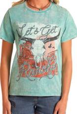 Womens Rock N Roll Lets Get Ranchy Turquoise Short Sleeve T Shirt