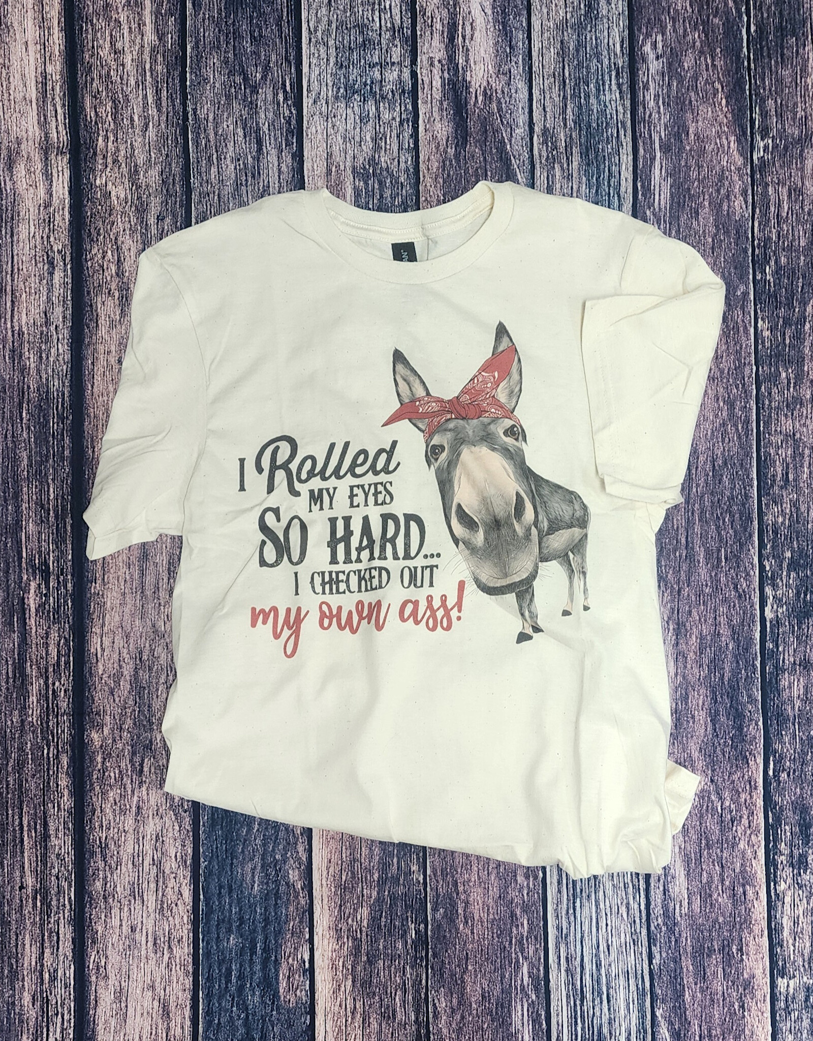 J Coons Womens I Rolled My Eyes Natural Color Short Sleeve T Shirt