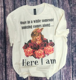 J Coons Womens Here I Am Natural Color Short Sleeve T Shirt