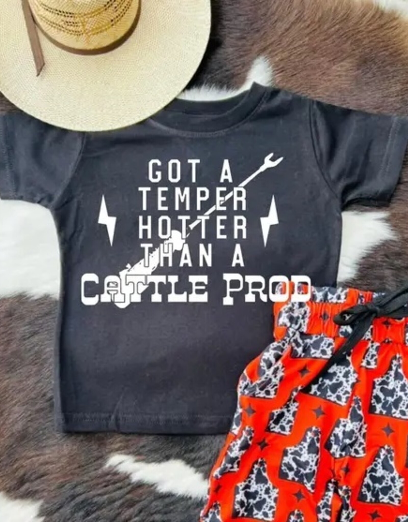 Buckin Baby Got A Temper Hotter Then A Cattle Prod Black Short Sleeve T Shirt