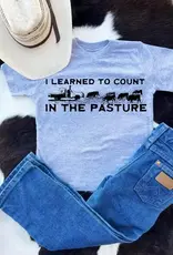 Buckin Baby I Learned To Count Cows In The Pasture Heather Grey Short Sleeve T Shirt