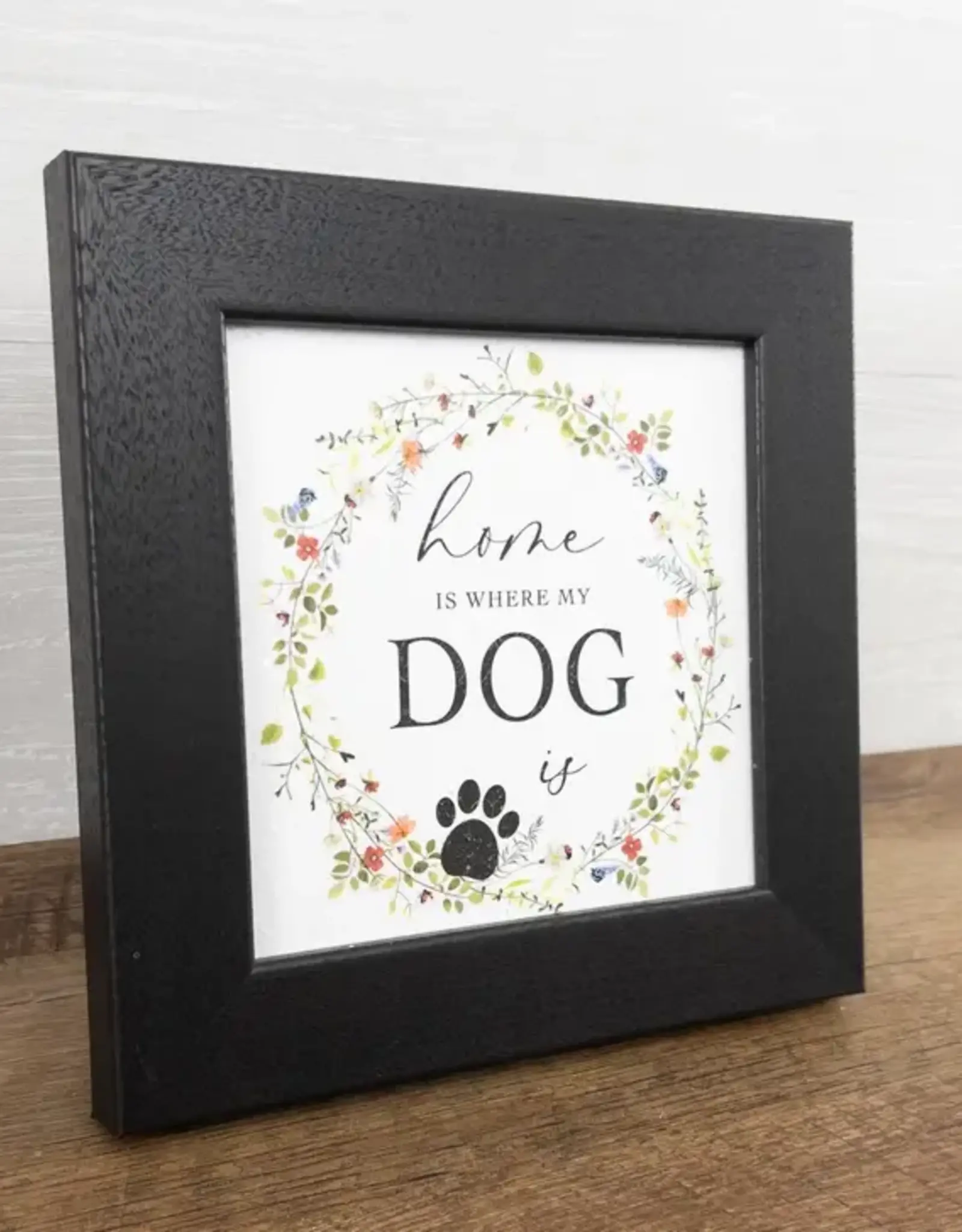 Summer Snow Art Home Is Where My Dog Is 8X8 Black Framed Picture