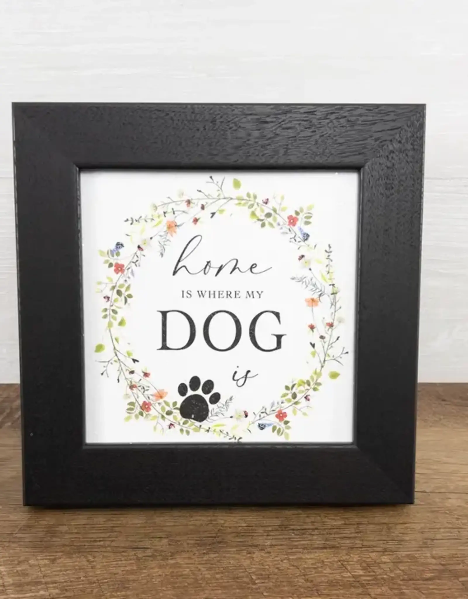 Summer Snow Art Home Is Where My Dog Is 8X8 Black Framed Picture