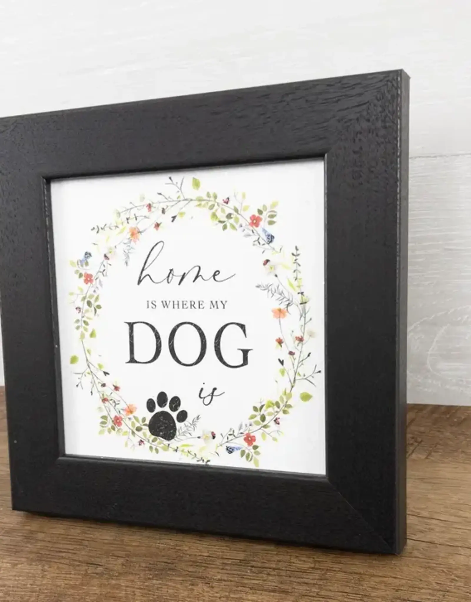 Summer Snow Art Home Is Where My Dog Is 8X8 Black Framed Picture