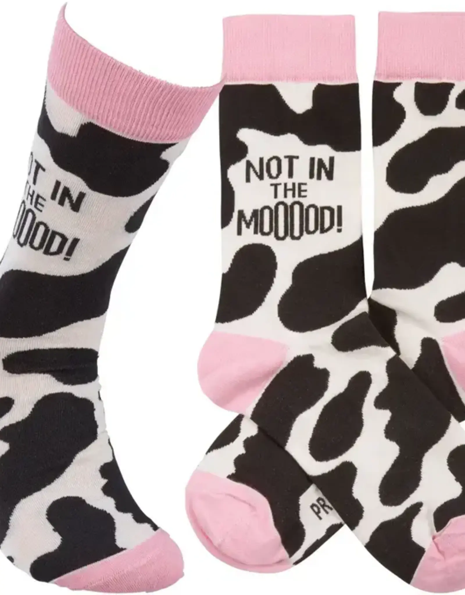Primatives By Kathy Not In The Mooood Pink Cow Print Socks