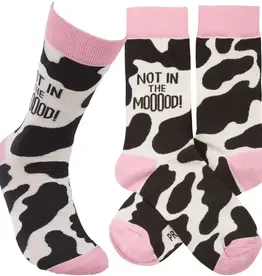 Primatives By Kathy Not In The Mooood Pink Cow Print Socks