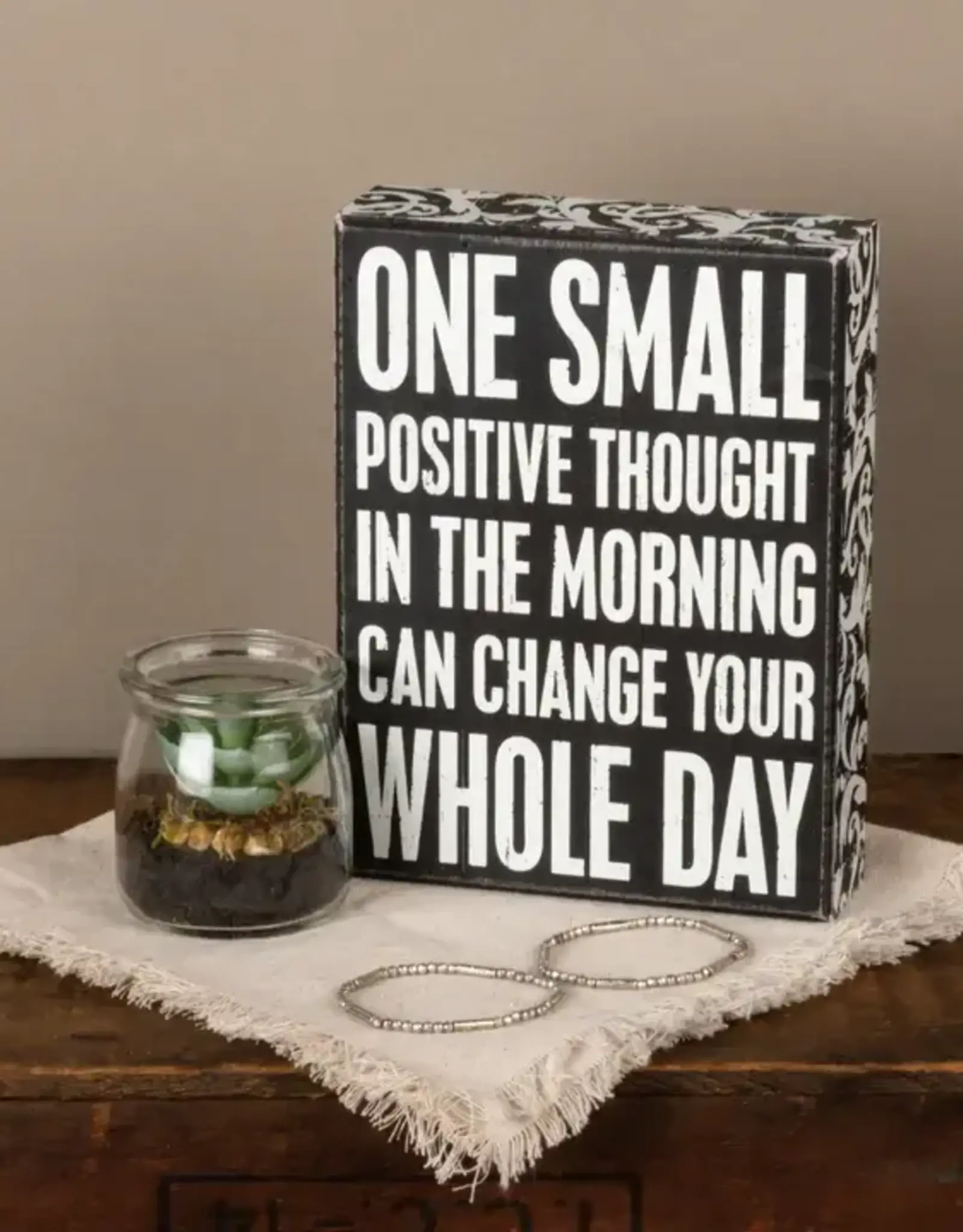 Primatives By Kathy One Small Positive Thought Wooden Box Standing Sign