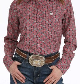 Cinch Womens Cinch Pink Geo Print Arena Flex Long Sleeve Button Western Shirt