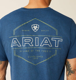 Ariat Ariat Mens Denim Black Heather Line Frame Hex Short Sleeve T Shirt