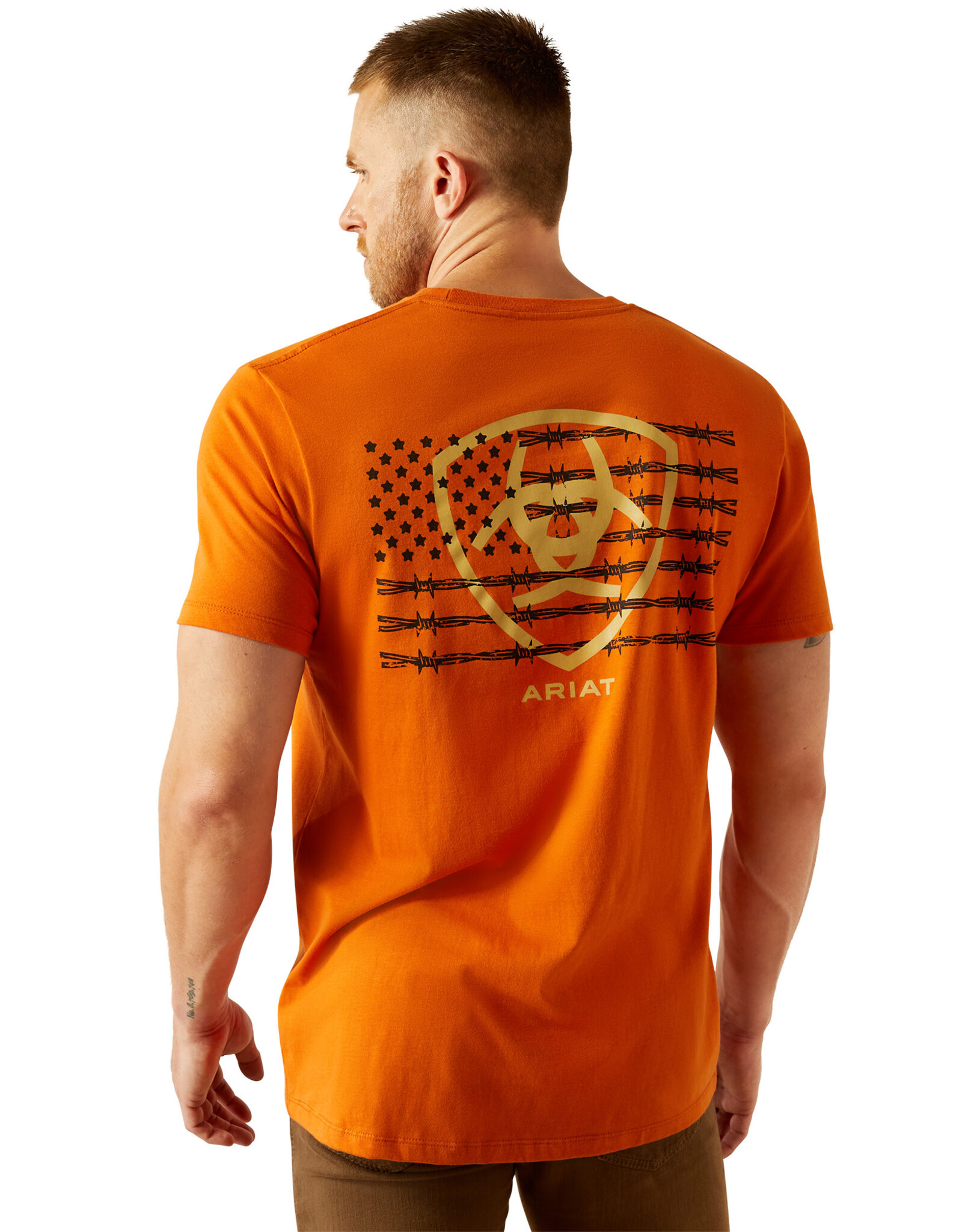 Ariat Ariat Mens Rust Barb Wire Shield Short Sleeve T Shirt