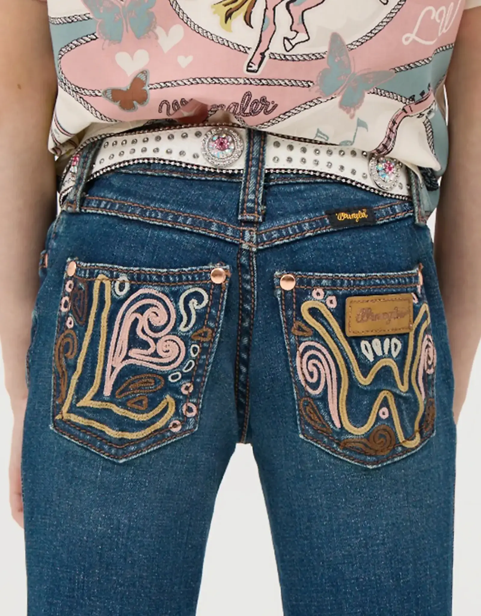 Girls Lainey Wilson Wrangler Embroidered Bell Bottom Jeans