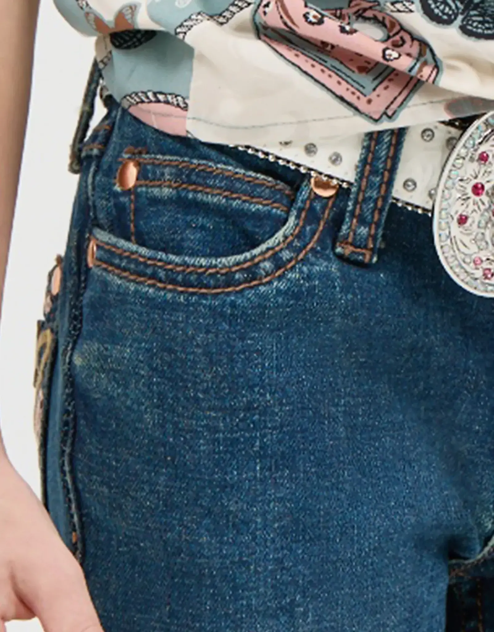 Girls Lainey Wilson Wrangler Embroidered Bell Bottom Jeans