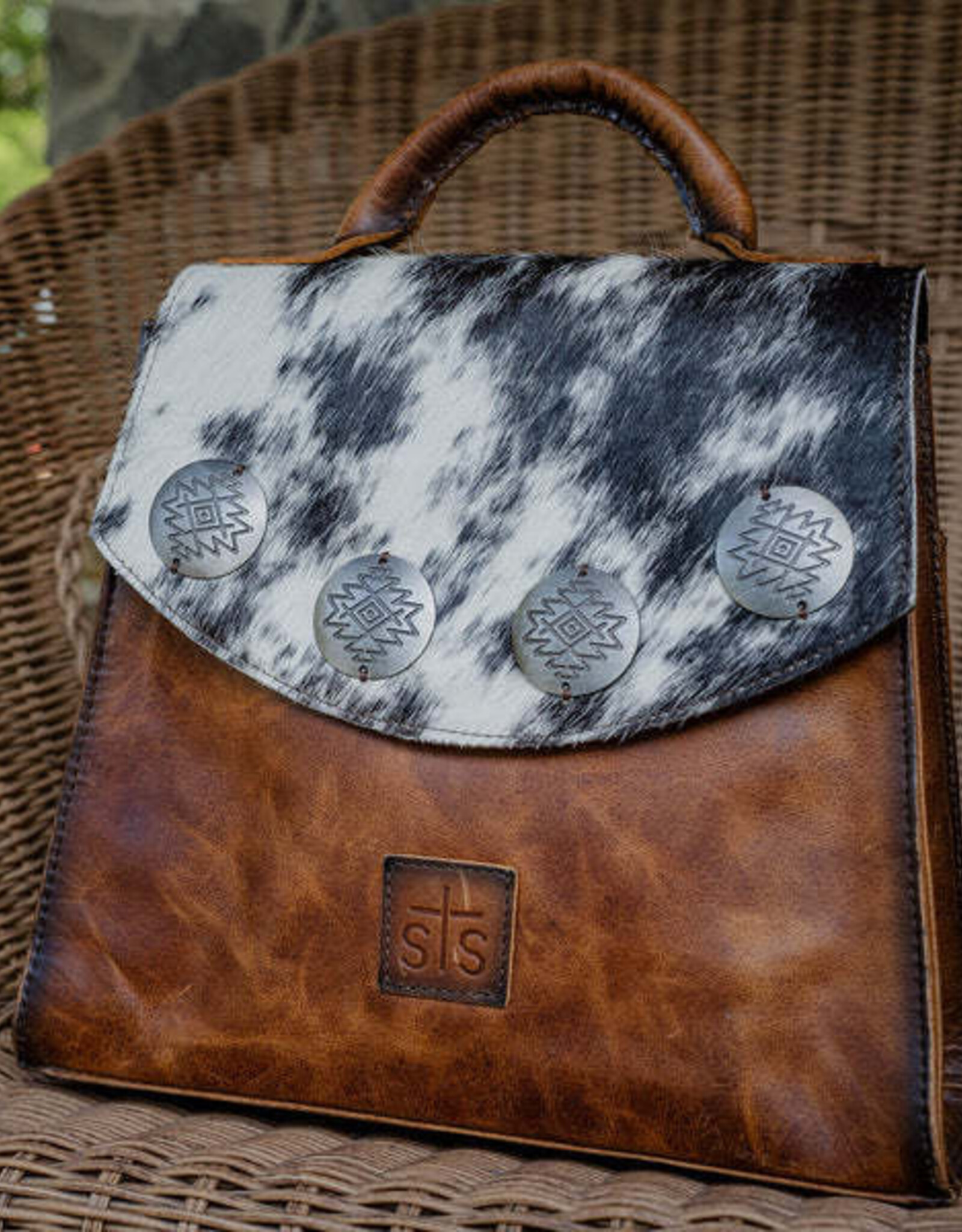 Womens STS Leather Cowhide Vaquero Concho Remi Convertible Purse Backpack