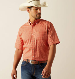 Ariat Ariat Mens Erik Wrinkle Free Classic Fit Orange Print Short Sleeve Western Button Shirt