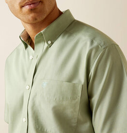 Ariat Ariat Mens Wrinkle Free Classic Fit Solid Aqua Short Sleeve Western Button Shirt